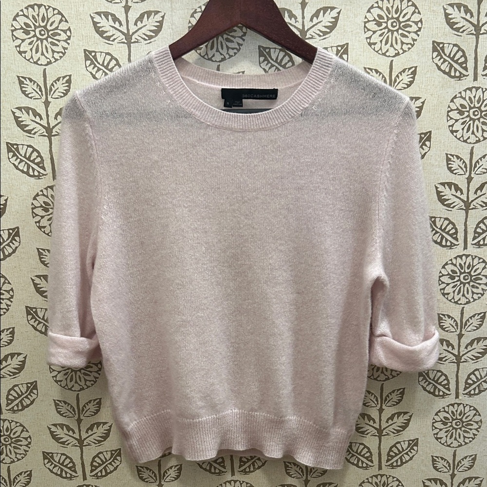 360 Cashmere Soft Pink Crew Neck Sweater